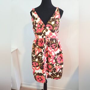 Milly floral pouffed skirt cotton mini dress Sz 10 ( Fits Smaller!)